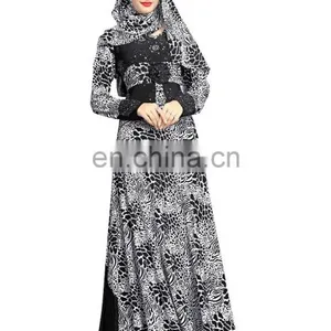 2017 Stylish Dubai Casual Wear Abaya Burkha With Foral Embroidery And Black Diamond Stone Work thumbnail-1