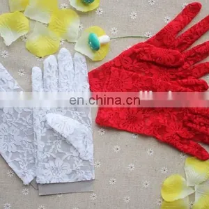 Women's Sexy Black Red White Ivory Wrist Length Wedding Hand Gloves Driving Short Lace Bridal Gloves thumbnail-2