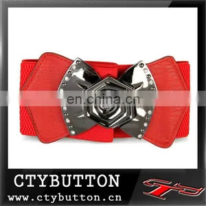 Fashion Red Wide Elastic Belt for Women thumbnail-1