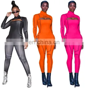 2020 New Arrivals Autumn Women Fashion Fitness Yoga Jumpsuit Ladies Backless Sportswear Fitness Yoga Jumpsuit With Zipper thumbnail-2