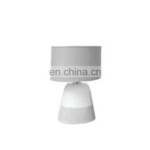 Good Quality Home Decor Wholesale Cheap Cement Two Tone Vintage White Table Bedside Lamp for Hotel Nightstand thumbnail-1