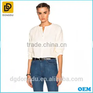 European Style Women Casual White Blouse Low Price Cotton Blouse for Ladies thumbnail-1
