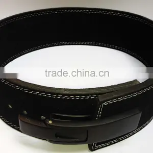 Professional Fitness Weightlifting Power Gym Belt Lever Genuine Leather Belt 4" Black Buckle New thumbnail-2