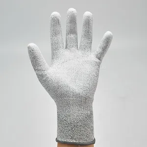 Cut Resistant Level 5 HPPE Liner PU Coated Anti Cut Gloves With EN388 4543C Bagloves thumbnail-5