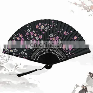 Wholesale Hot Selling Custom Wooden Hand Fan Large Decorated Folding Fans Flower Fancy Folding Fan Bamboo thumbnail-2