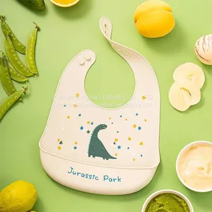 Wholesale Food Grade Logo Custom Silicone Baby Bibs Silicone Feeding Bib thumbnail-3