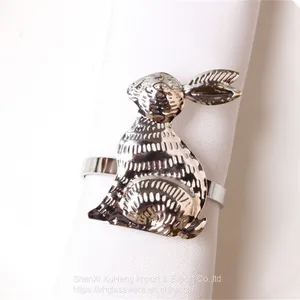 Embossed Gold & Silver Plated Rabbit Napkin Holder Ring For Restaurant Table Decoration thumbnail-3