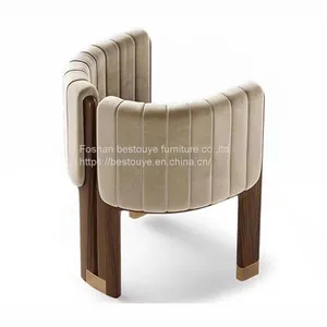 Hot-Selling Best Quality Blue Beige Color Customize Dining Chairs Wooden Leg pu Leather Project Chair thumbnail-3