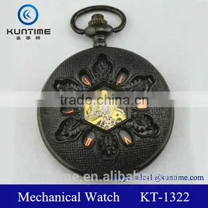 Erotic Automaton Pocket Watch Black Hollow Engraving Quartz Automatic Pocket Watch thumbnail-1