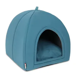 Meow Love Multicolor Deluxe Deep Sleep Cat Flap Bed Pink Plush Pet Lgloo Bed Washable Fun Sofa Dog Cat Bed Pet Travel Outdoors thumbnail-2