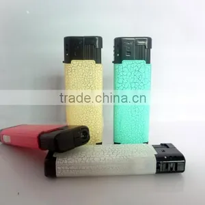 Fashion Leather Translucent Surface Refillable Electron Cigarette Lighter Jet Flame Lighter With Led Light thumbnail-2