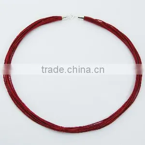 Bundled Red Cotton Necklace Clasped In Sterling Silver thumbnail-1