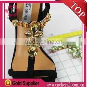 Hot Sale Green Color Glass Stones Crystals Ladies Sandals Decorations Accessories thumbnail-6