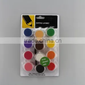 12 Colors Washable Tempera Paint With a Brush thumbnail-1