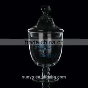 Mouth Blown Clear Ridged Glass Storage Container With Lid thumbnail-1