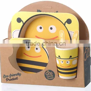 2016 Hot Sales Bamboo Fiber Kids Eco-friendly Dinner Sets Cartoon Shape thumbnail-4