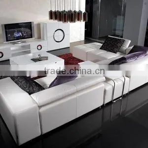 Modern100% First Layout Cow Leather Sofa 5m White High Quality Sofa AL109 thumbnail-1