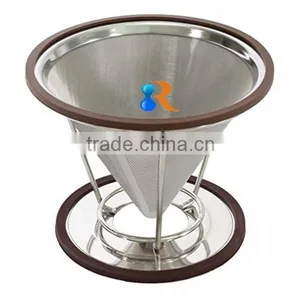 Trade Assurance 18/8 Stainless Steel Reusable Fine Mesh Pour Over Cone Coffee Maker Supplier's Choice thumbnail-4