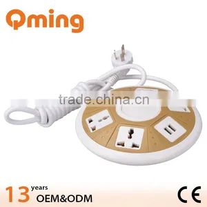 Round White Body CE 5 Ways Universal Extension Socket thumbnail-1
