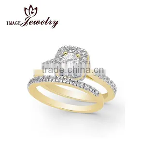 2016 Fashion Design Gold Over 925 Sterling Silver CZ Wedding Ring Engagement Ring Set thumbnail-1