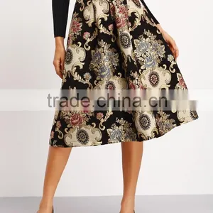 2016 Fall and Winter Vintage Floral Latest Long Skirt Design thumbnail-1