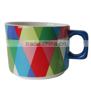 Colorful Ceramic Soup Mug With Geometry Design thumbnail-1
