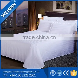 100% Cotton Percale White Color Stripe Bedding Set / Bed Sheet Wholesale thumbnail-1