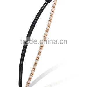 Womens Fashion Chain Jewelry Hollow Rose Flower Elastic Hair Band Headband thumbnail-4