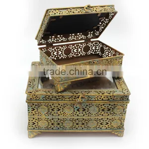 Decorative Jewelry Mirror Wholesale Trinket Box,Antique Metal Trinket Box thumbnail-2
