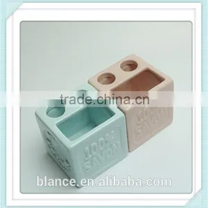 Embossed Ceramic Pen Container Square Toothbrush Holder thumbnail-1