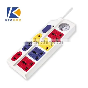 7 Way Color Electrical Universal Power Strip With Switch and Voltmeter thumbnail-1