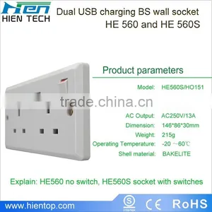 BS 13A Universal Socket Outlet 2 Gang UK Standard Electric Socket With USB thumbnail-4