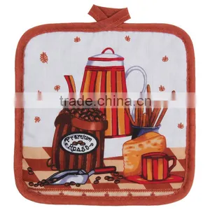 Cotton Polyester Heat Resistant Funny Silk Screen Printing Pot Holder Oven Mitten Set thumbnail-1