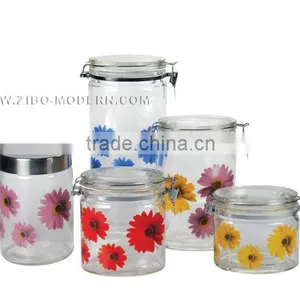 4pc Oval Glass Jar Set thumbnail-1