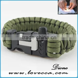 Outdoor Survival Gear Escape Paracord Bracelet With Flint / Whistle / Compass / Scraper thumbnail-1