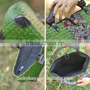 Hot Selling Cheap Thailand Straw Bag Green Handmade Beach Bag thumbnail-2