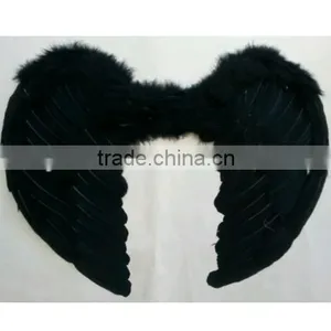 Black Feather Angel Wings Fancy Fairy Dress Up Halloween PartyCostume 54x37cm thumbnail-1