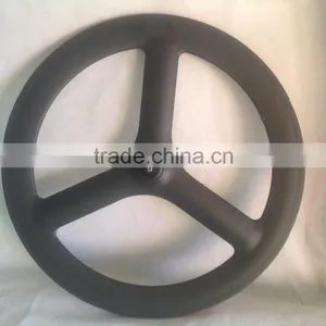 2015 New Design 700c 3 Spoke Wheels Carbon Fiber T800 Carbon Tri-spoke Wheels 3k Glossy Matte thumbnail-1
