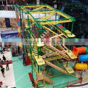Indoor Jungle Gym Playground, Attractive Rope Course Climbing Frames thumbnail-6