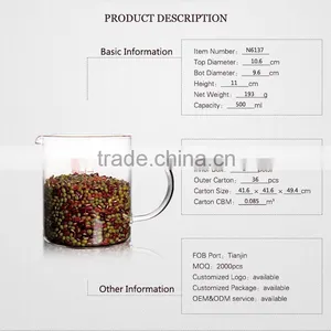 China Supplier Hot Sell Borosil Single Wall Measuring Cups for 500ml thumbnail-2