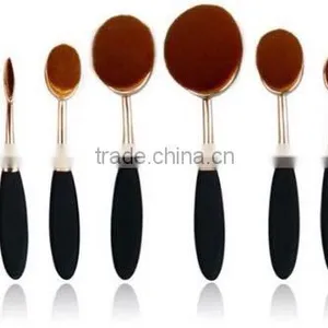 10pcs Top Synthetic Hair Rose Gold Oval Makeup Brush Set thumbnail-1