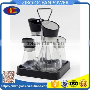 Glass Spice Jar Bottle Oil Vinegar Set With Plastic Stand thumbnail-1
