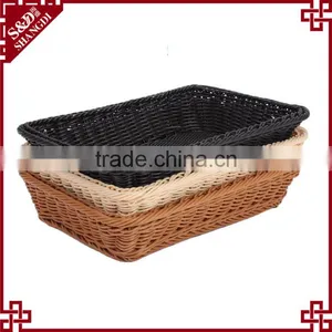 Classic and Durable Food Grade Plastic Wicker Hand Woven Bread Basket for Bakery Display thumbnail-5