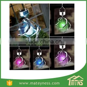 Outdoor Garden Solar Power Light Saturn Spiral Wind Spinner thumbnail-1