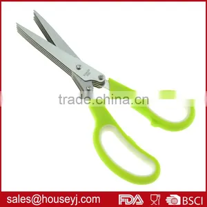 Soft Grip Handle Stainless Steel 5 Layer Blades Kitchen Herb Scissors thumbnail-1