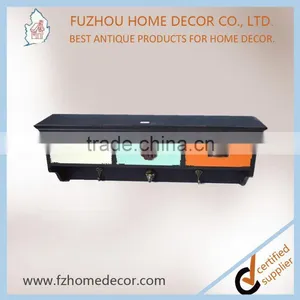 Antique Wooden Wall Shelf With Colorful Drawers thumbnail-1