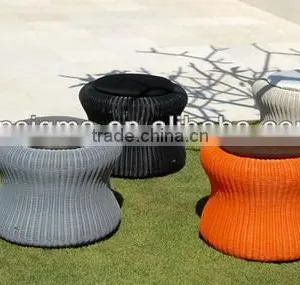 2017 Trade Assurance All Weather Hot Sale Leisure Used Fashion Round Rattan Colorful Kids Storage Ottoman thumbnail-1
