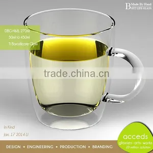 Lower MOQ Borosilicate Glass Coffee Cup With Glass Handle thumbnail-6