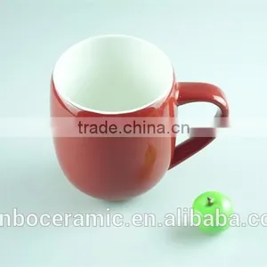 Red Colored Ceramic Stoneware Milk Mug With Handle / Unique Shaped Glazed Mugs thumbnail-4