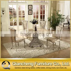 Mirror Silver Round Rotating Dining Table for Hotel thumbnail-3
